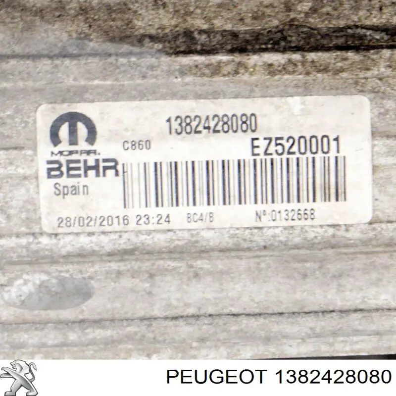 1382428080 Peugeot/Citroen Radiador de intercooler