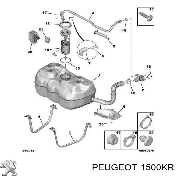 Tanque de combustível Peugeot/Citroen 1500KR preço, a partir de 1372,55 USD
