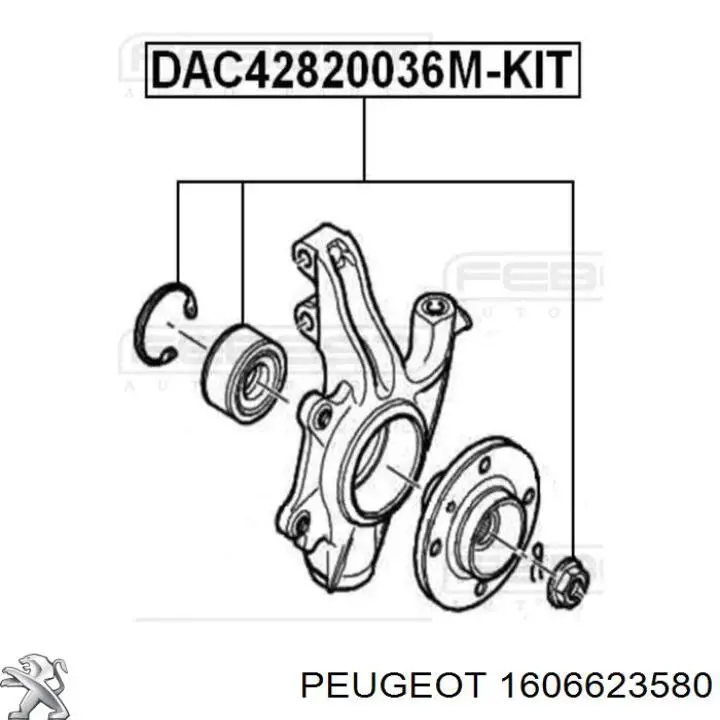 Rolamento de cubo dianteiro Peugeot/Citroen 1606623580 preço, a partir de 32,18 USD