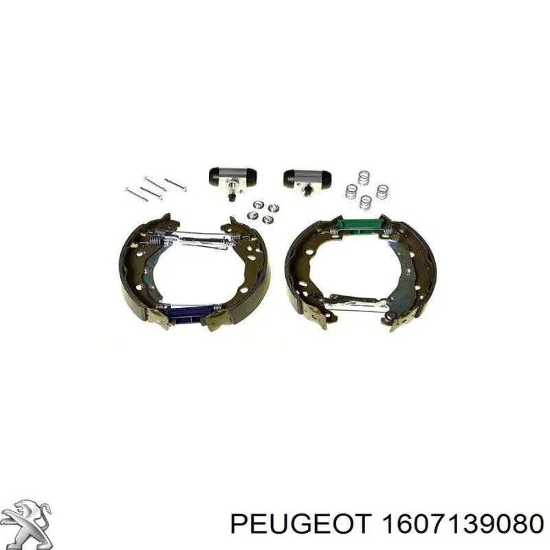 Compre 1607139080 Peugeot/Citroen Sapatas do freio traseiras de tambor, montadas com cilindros, kit
