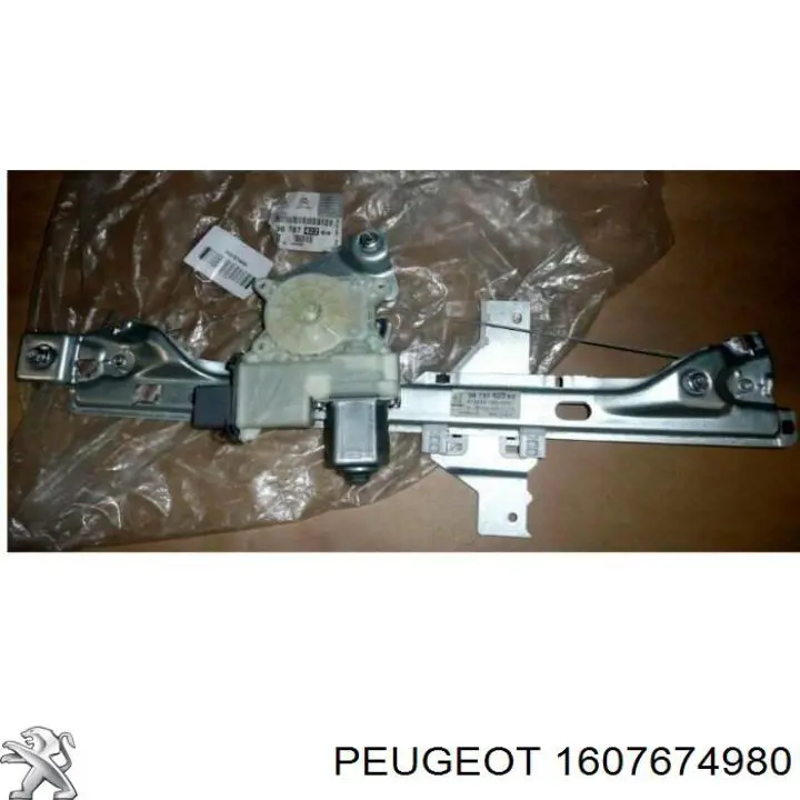 1607674980 Peugeot/Citroen Mecanismo de acionamento de vidro da porta traseira direita