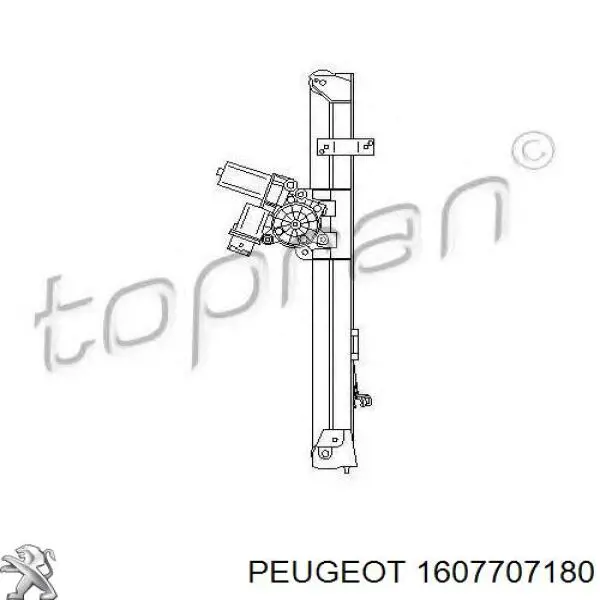 1607707180 Peugeot/Citroen Mecanismo de acionamento de vidro da porta dianteira direita