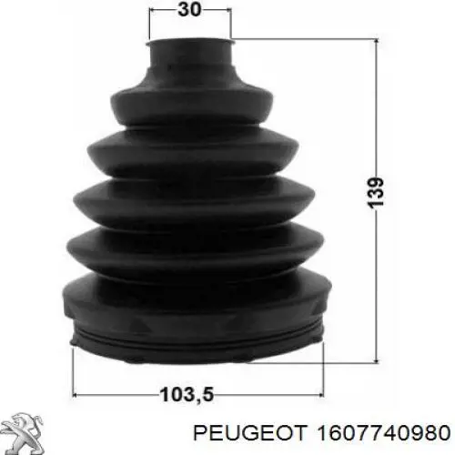Compre 1607740980 Peugeot/Citroen Bota de proteção externa de junta homocinética do semieixo dianteiro