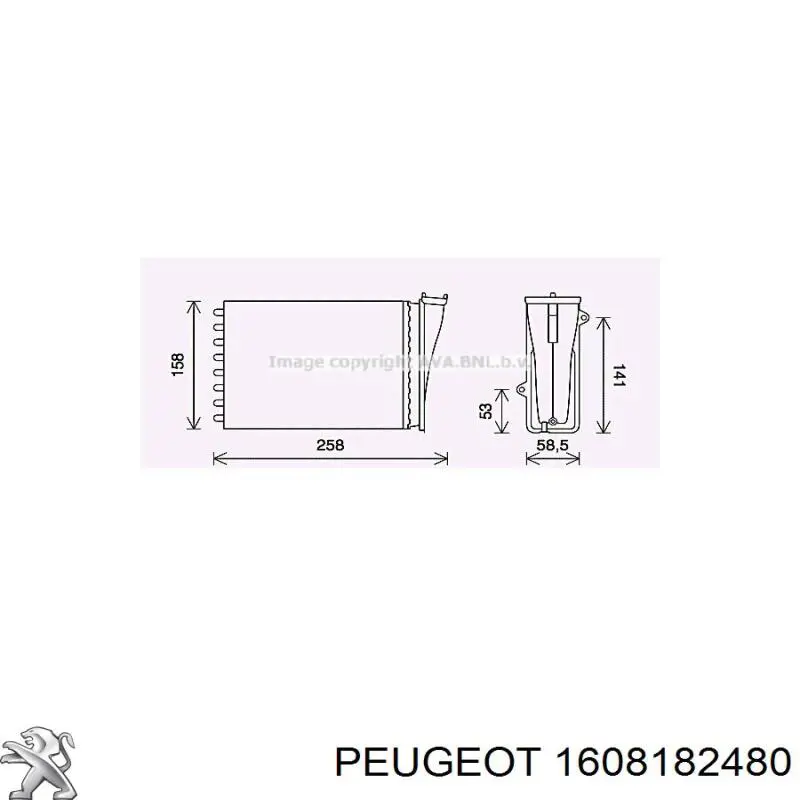 Radiador de forno (de aquecedor) Peugeot/Citroen 1608182480 preço, a partir de 33,64 USD