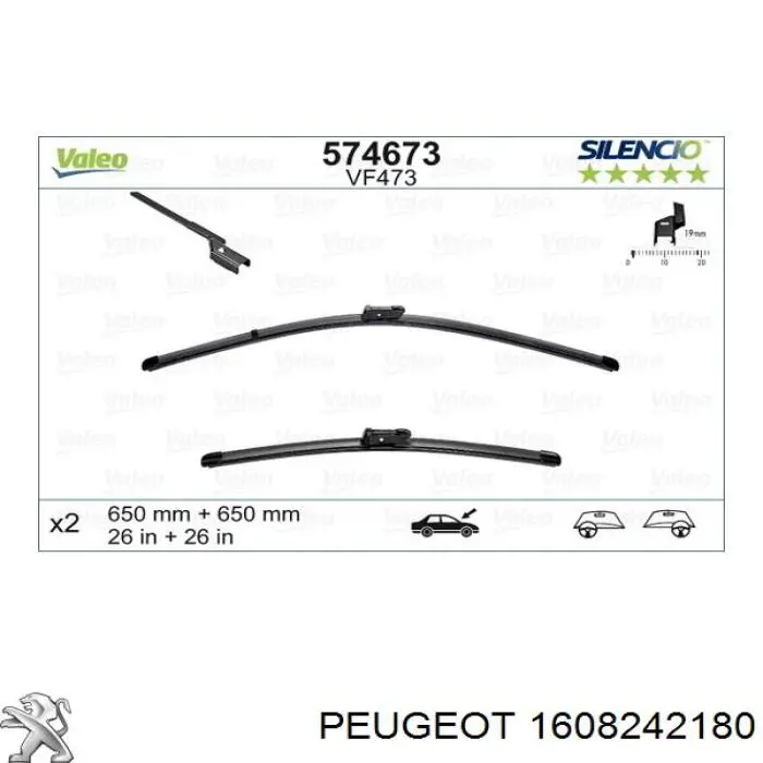 Limpa-pára-brisas do pára-brisas, kit de 2 un. Peugeot/Citroen 1608242180 preço, a partir de 30,32 USD