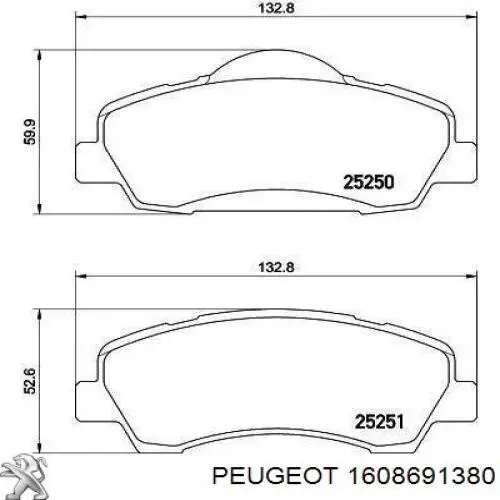 Compre 1608691380 Peugeot/Citroen Sapatas do freio dianteiras de disco