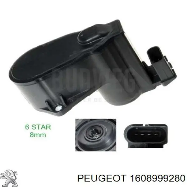 1608999280 Peugeot/Citroen Motor de acionamento do freio de suporte traseiro