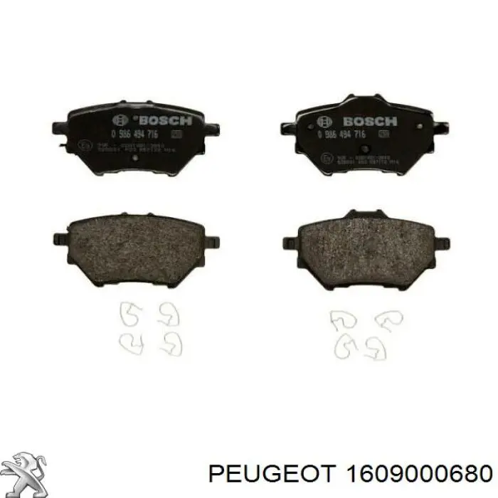 Compre 1609000680 Peugeot/Citroen Sapatas do freio traseiras de disco
