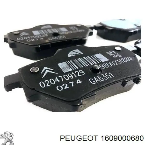 1609000680 Peugeot/Citroen Sapatas do freio traseiras de disco