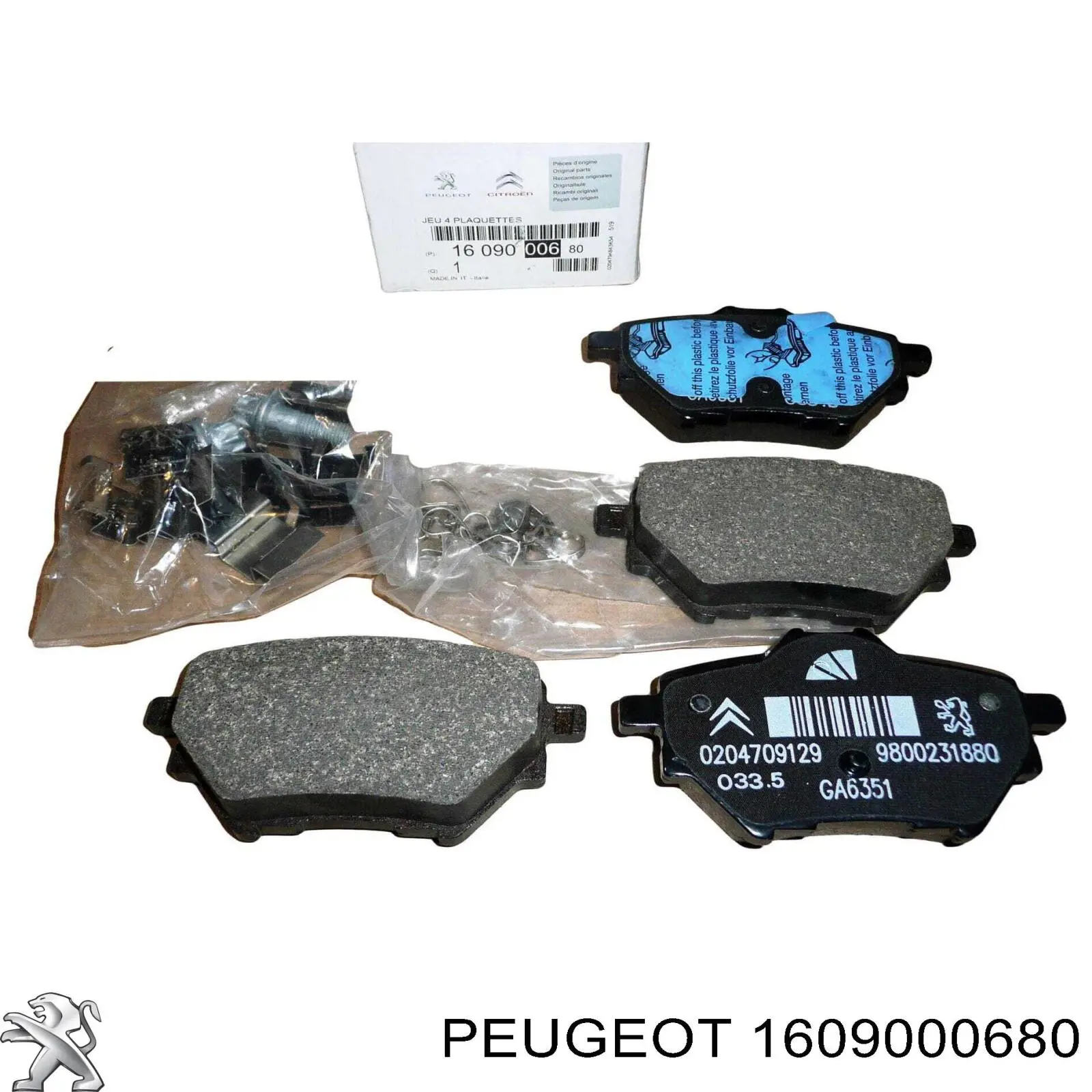 Compre 1609000680 Peugeot/Citroen Sapatas do freio traseiras de disco