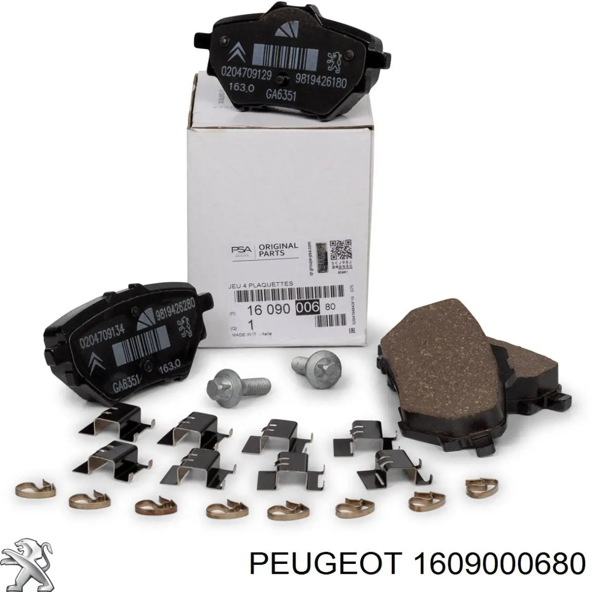 Sapatas do freio traseiras de disco 1609000680 Peugeot/Citroen