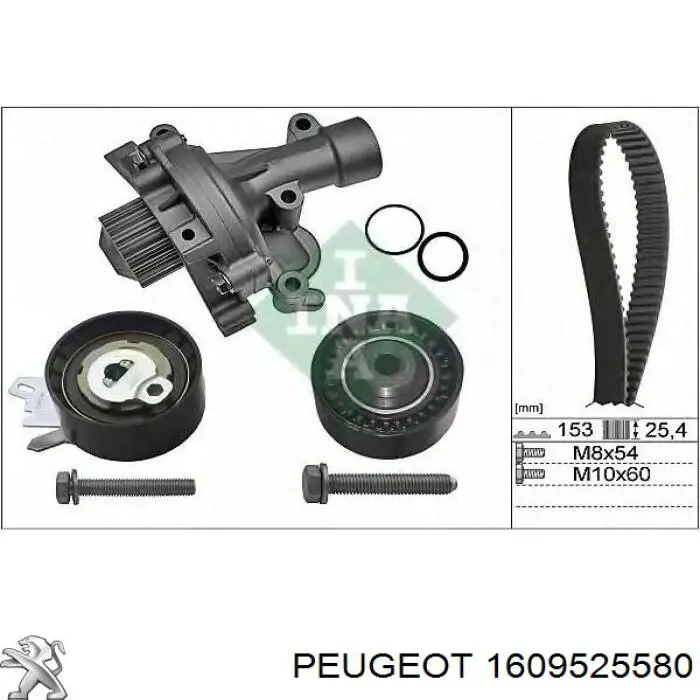 1609525580 Peugeot/Citroen Correia do mecanismo de distribuição de gás, kit