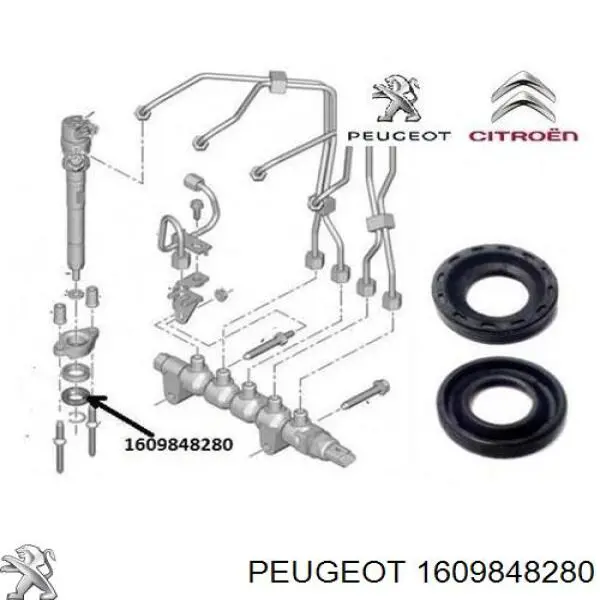 Compre 1609848280 Peugeot/Citroen Anel (arruela) do injetor de ajuste