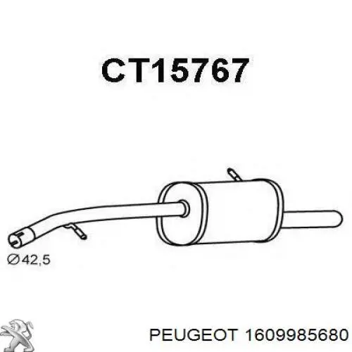 1609985680 Peugeot/Citroen Silenciador, parte traseira