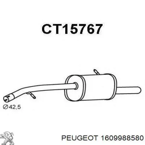 1609988580 Peugeot/Citroen Silenciador, parte traseira