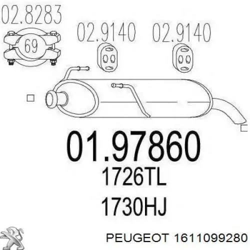 Silenciador, parte traseira Peugeot/Citroen 173048 preço, a partir de 106,93 USD