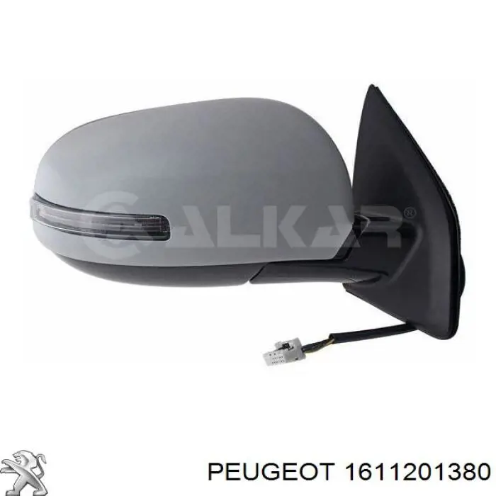 1611201380 Peugeot/Citroen Espelho de retrovisão esquerdo