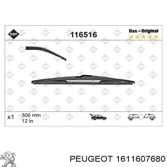 Limpa-pára-brisas de vidro traseiro YP00152980 Peugeot/Citroen