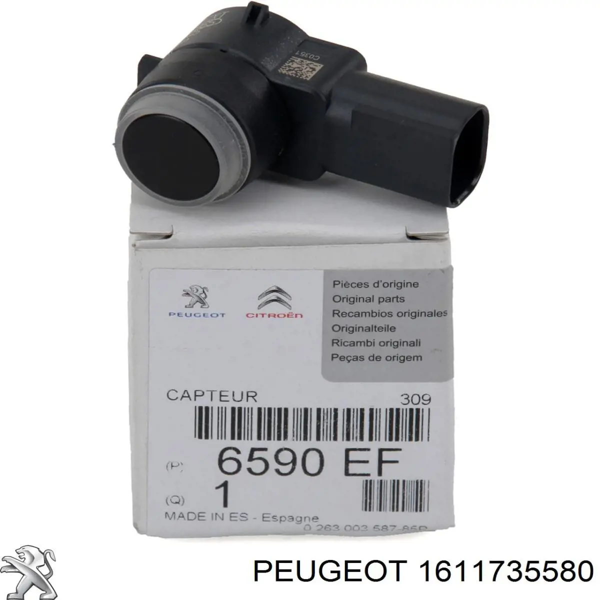 Compre 1611735580 Peugeot/Citroen Sensor traseiro de sinalização de estacionamento (sensor de estacionamento)