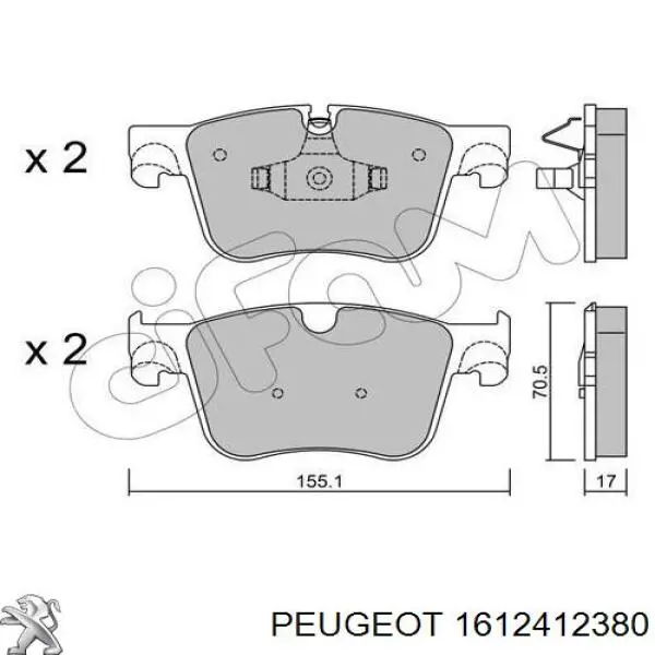Compre 1612412380 Peugeot/Citroen Sapatas do freio dianteiras de disco