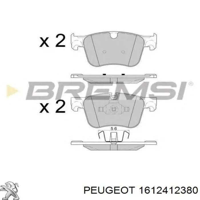 Compre 1612412380 Peugeot/Citroen Sapatas do freio dianteiras de disco