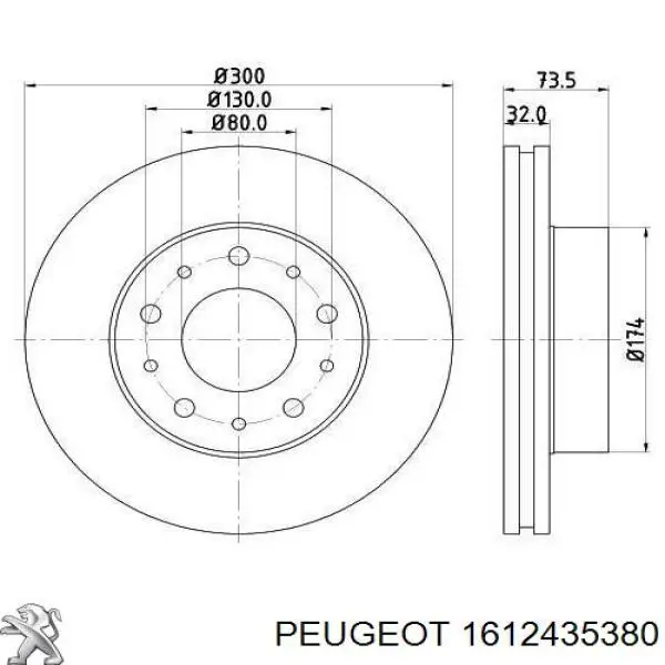 1612435380 Peugeot/Citroen Disco do freio dianteiro