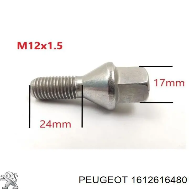 Parafuso de roda 1612616480 Peugeot/Citroen