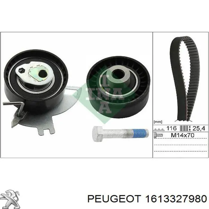 1613327980 Peugeot/Citroen Correia do mecanismo de distribuição de gás, kit