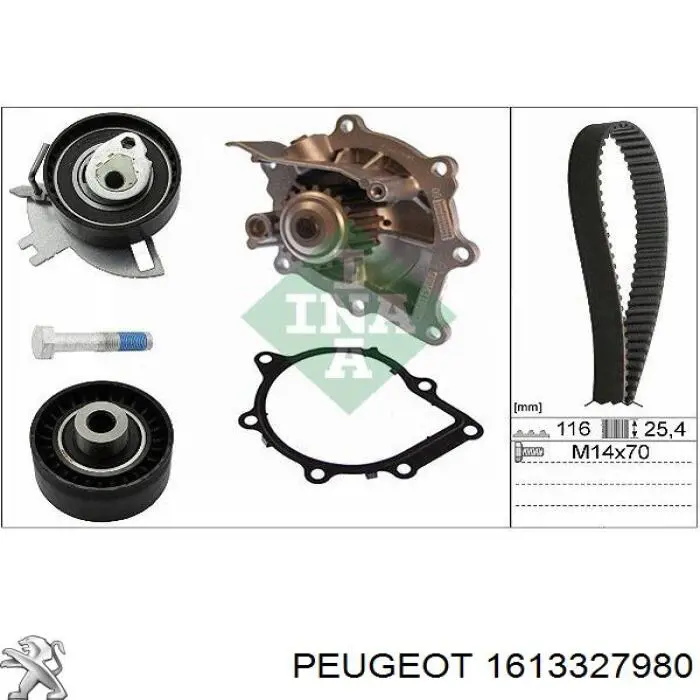Correia do mecanismo de distribuição de gás, kit 1613327980 Peugeot/Citroen