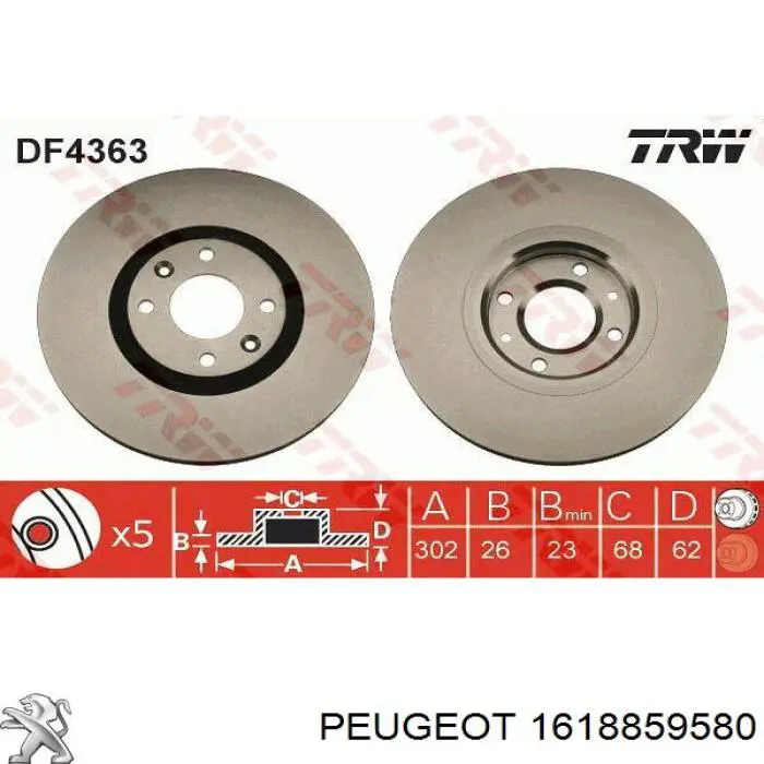 Disco do freio dianteiro Peugeot/Citroen 1618859580 preço, a partir de 57,85 USD