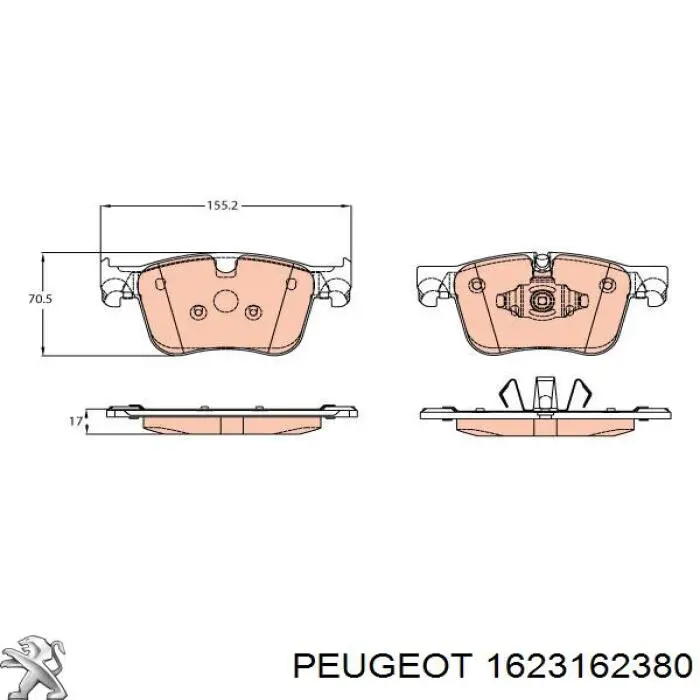 Compre 1623162380 Peugeot/Citroen Sapatas do freio dianteiras de disco