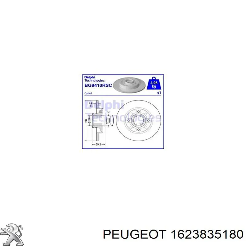 Disco do freio traseiro Peugeot/Citroen 1623835180 preço, a partir de 103,17 USD