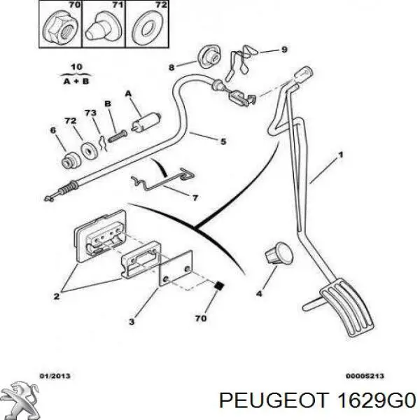 Cabo/pedal de gás (de acelerador) Peugeot/Citroen 1629G0 preço, a partir de 19,76 USD