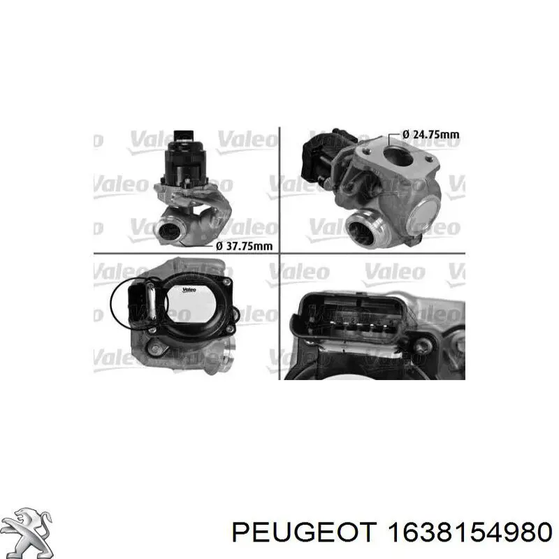 Válvula EGR de recirculação dos gases 1638154980 Peugeot/Citroen