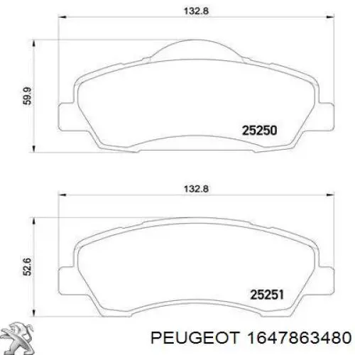 Compre 1647863480 Peugeot/Citroen Sapatas do freio dianteiras de disco