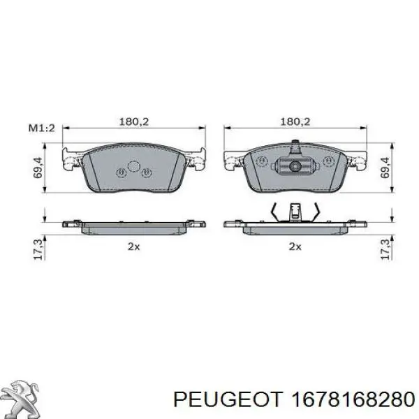 1678168280 Peugeot/Citroen Sapatas do freio dianteiras de disco