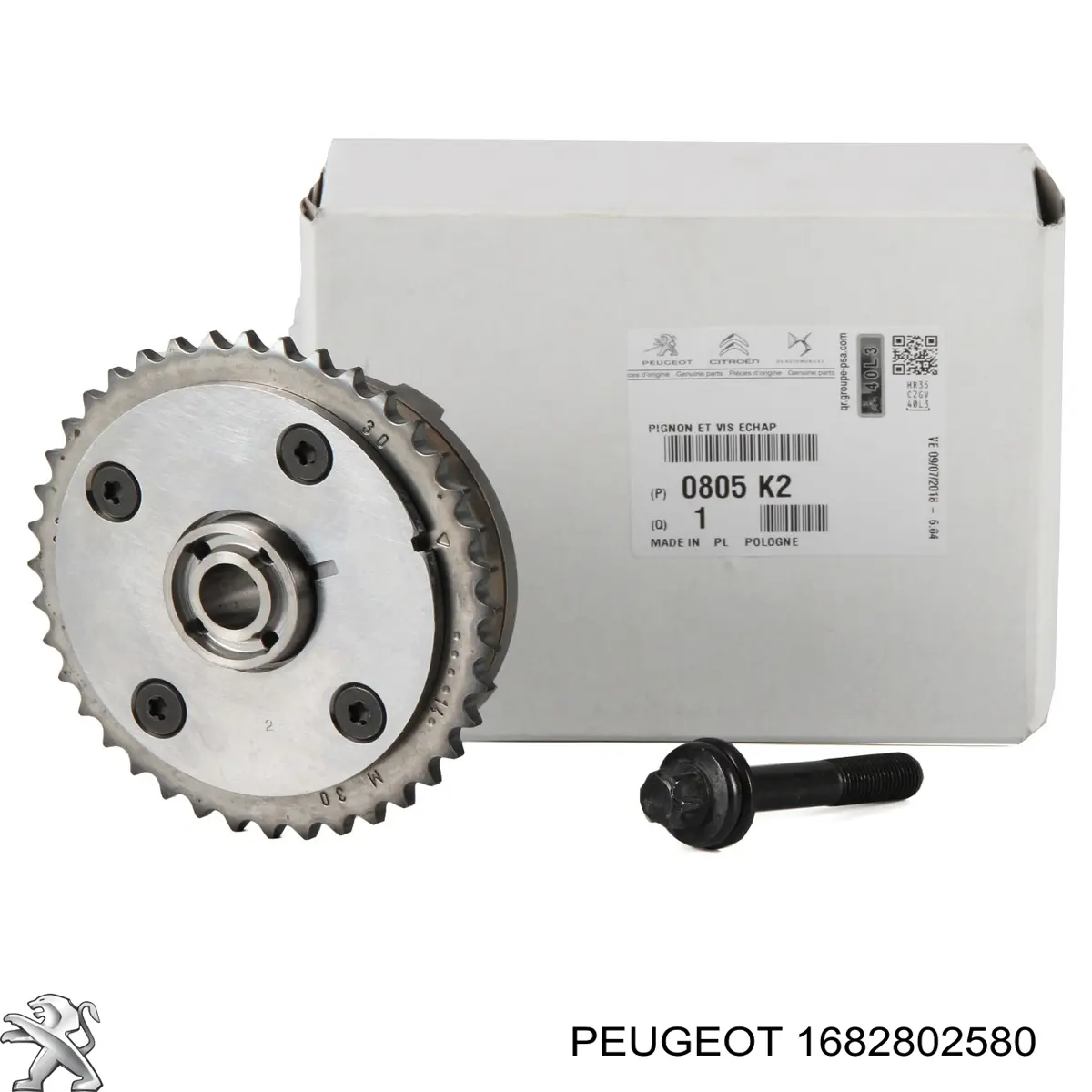 1682802580 Peugeot/Citroen Engrenagem de cadeia de roda dentada da árvore distribuidora de admissão de motor