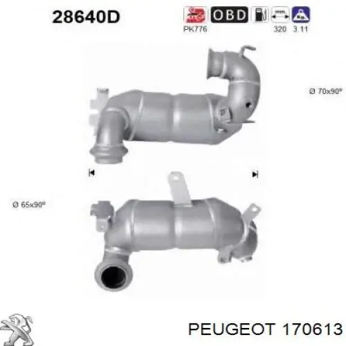 Convertidor - catalisador Peugeot/Citroen 170613 preço, a partir de 831,60 USD