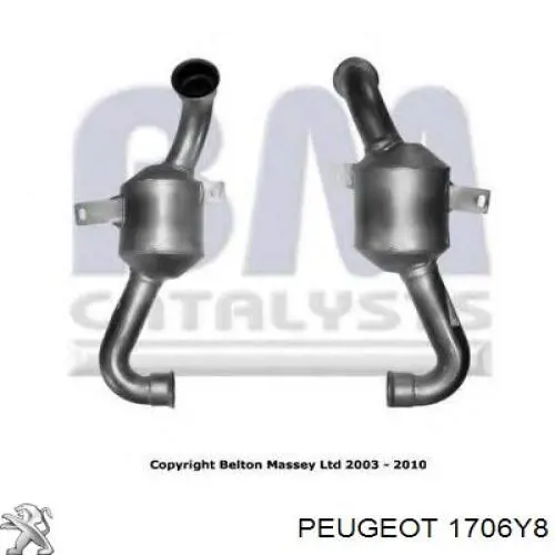 Convertidor - catalisador Peugeot/Citroen 1706Y8 preço, a partir de 359,59 USD