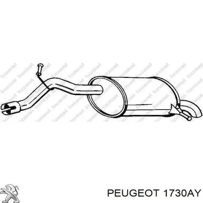 1730AY Peugeot/Citroen Silenciador, parte traseira