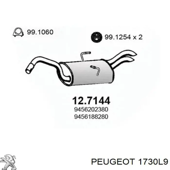 Compre 1730L9 Peugeot/Citroen Silenciador, parte traseira