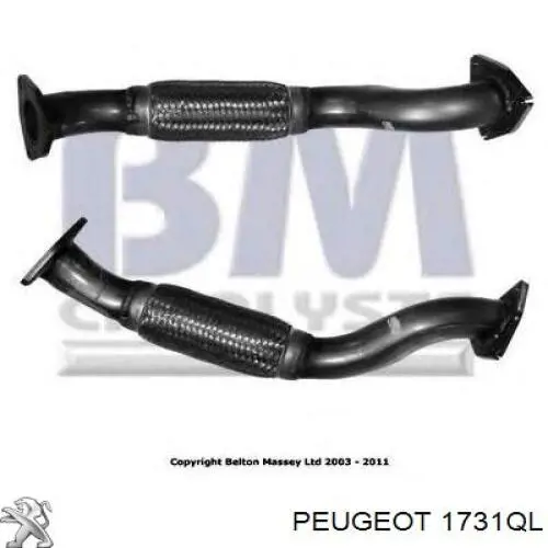 Compre 1731QL Peugeot/Citroen Tubo de escape, desde o catalisador até o silenciador