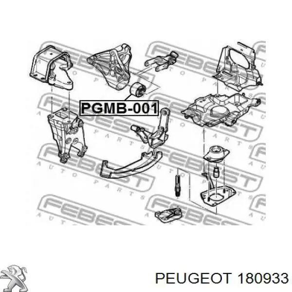 Coxim (suporte) traseiro de motor (bloco silencioso) Peugeot/Citroen 180933 preço, a partir de 9,28 USD