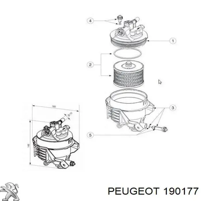 Compre 190177 Peugeot/Citroen Caixa de filtro de combustível