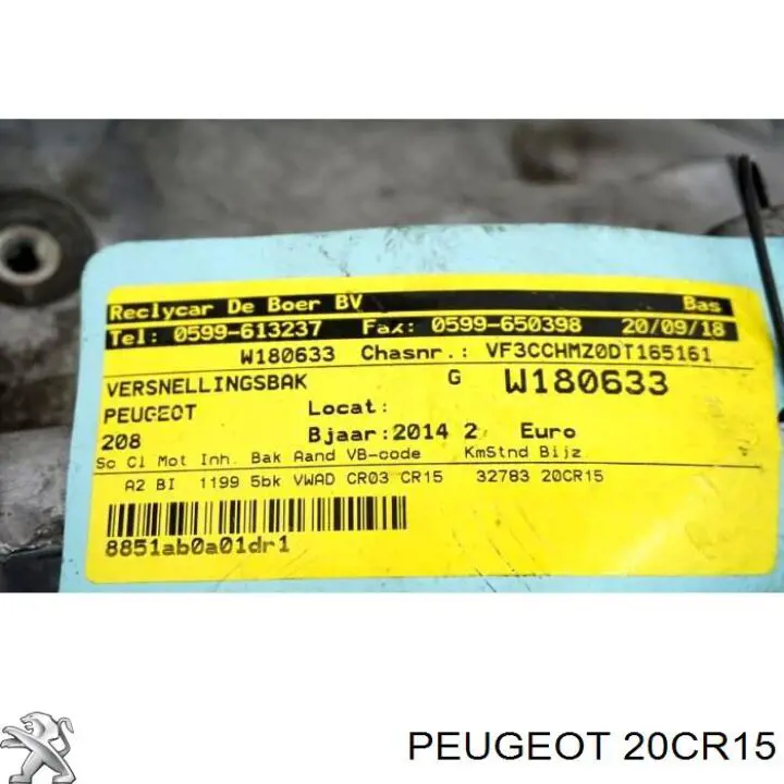 20CR15 Peugeot/Citroen Caixa de Mudança montada (caixa mecânica de velocidades)