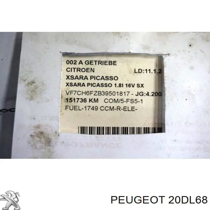 20DL68 Peugeot/Citroen Caixa de Mudança montada (caixa mecânica de velocidades)