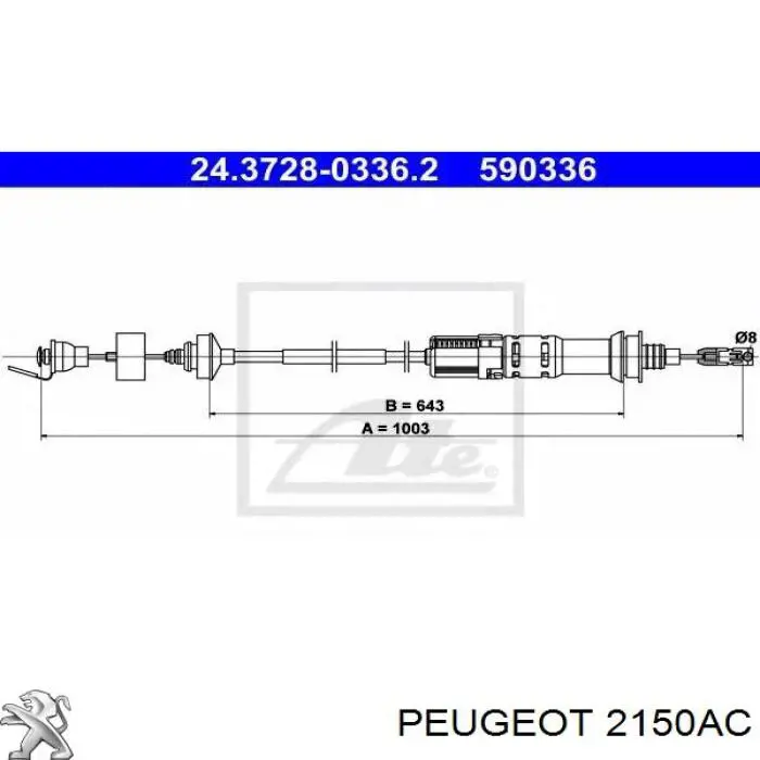 2150AC Peugeot/Citroen Cabo de embraiagem