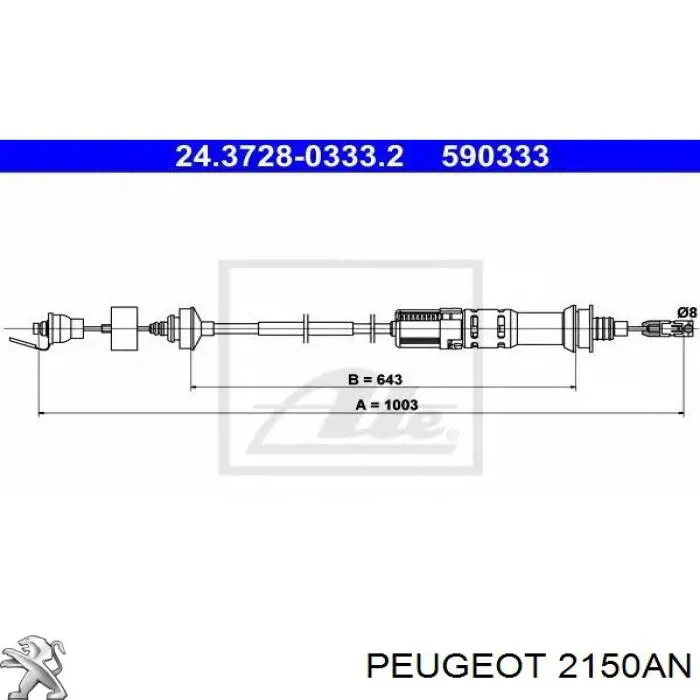 Compre 2150AN Peugeot/Citroen Cabo de embraiagem