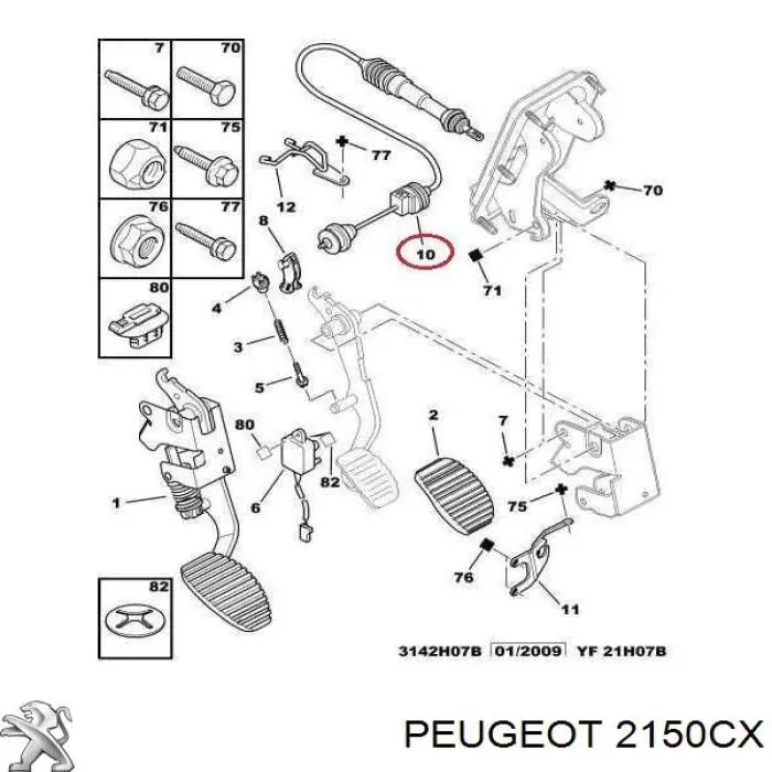 Cabo de embraiagem Peugeot/Citroen 2150CX preço, a partir de 27,21 USD