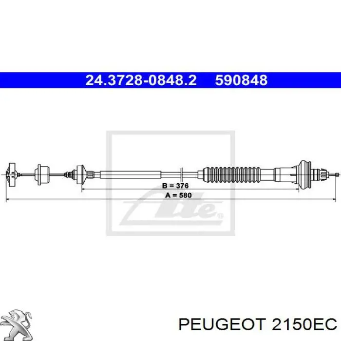 Compre 2150EC Peugeot/Citroen Cabo de embraiagem